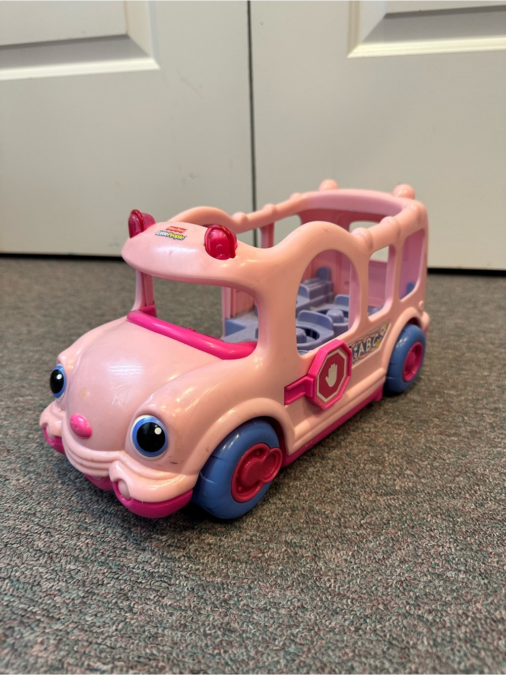 Vintage Fisher-Price Little People Lil' Movers School Bus Pink Light & Sound